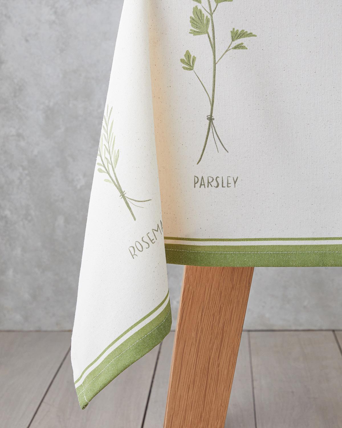 Premium-Cotton-Polyester-Blend-Dining-Tablecloth-White-Green