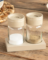 Professional Tabletop Glass Salt Pepper Shaker Set Dark Beige