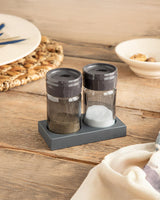 Premium Glass Salt Pepper Shaker Set Anthracite 2 Piece