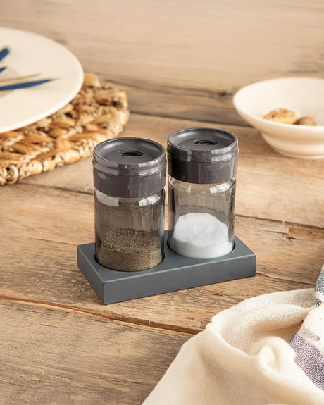 Premium Glass Salt Pepper Shaker Set Anthracite 2 Piece