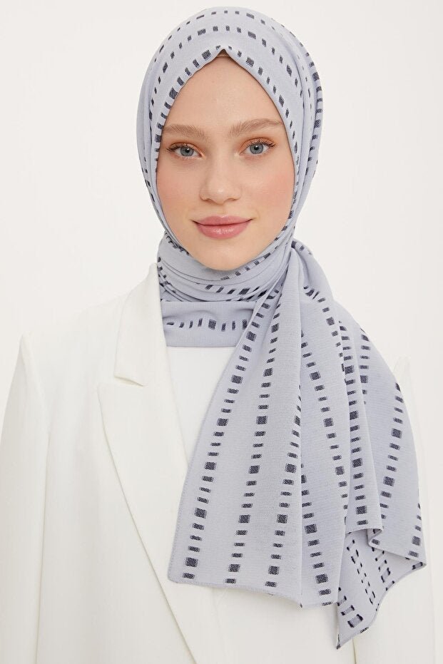 Grey Cut Line Detail Shawl - Breathable Viscose Blend - TryAladdin