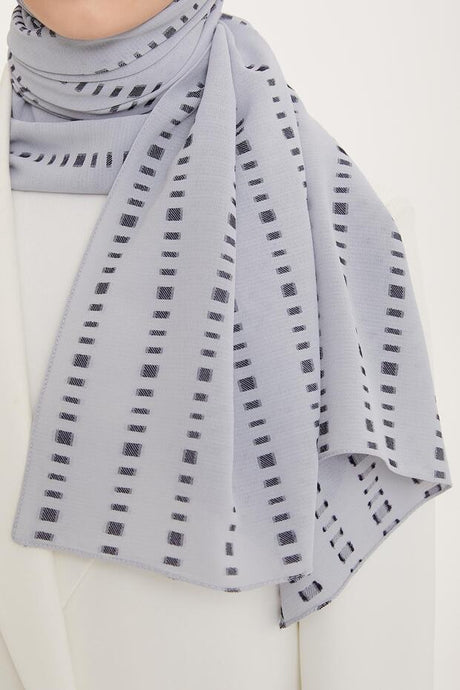 Grey Cut Line Detail Shawl - Breathable Viscose Blend - TryAladdin