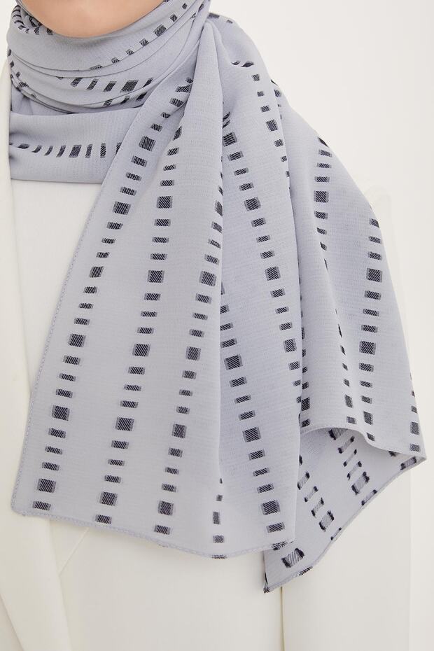 Grey Cut Line Detail Shawl - Breathable Viscose Blend - TryAladdin