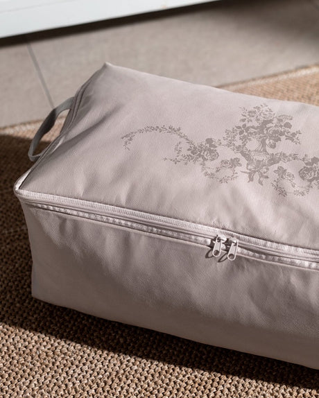 Grey Floral Print Storage Organizer Bag - Home Closet & Bedroom Storage - TryAladdin