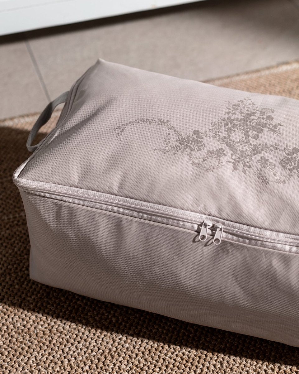 Grey Floral Print Storage Organizer Bag - Home Closet & Bedroom Storage - TryAladdin