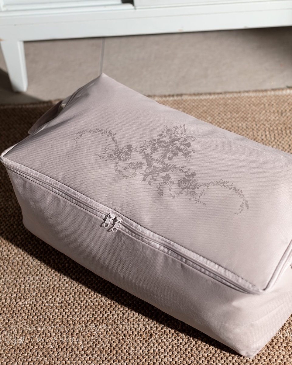 Grey Floral Print Storage Organizer Bag - Home Closet & Bedroom Storage - TryAladdin