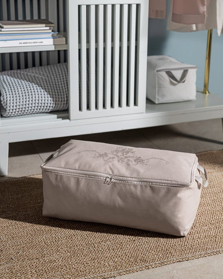 Grey Floral Print Storage Organizer Bag - Home Closet & Bedroom Storage - TryAladdin