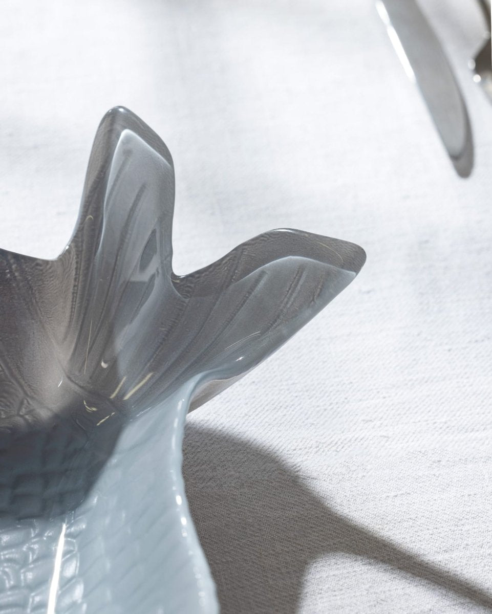 Grey Glass Serving Plate - Modern Elongated Design - TryAladdin