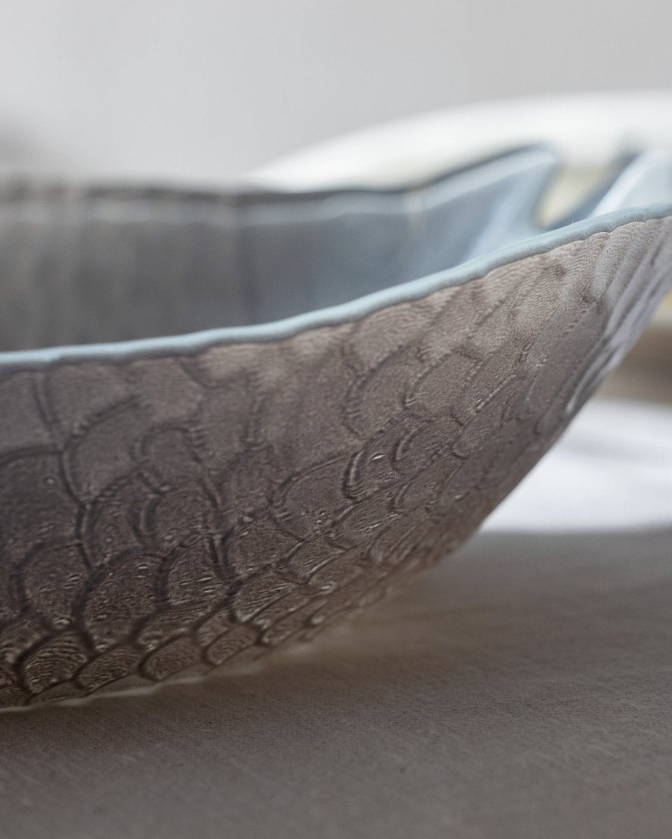 Grey Glass Serving Plate - Modern Elongated Design - TryAladdin