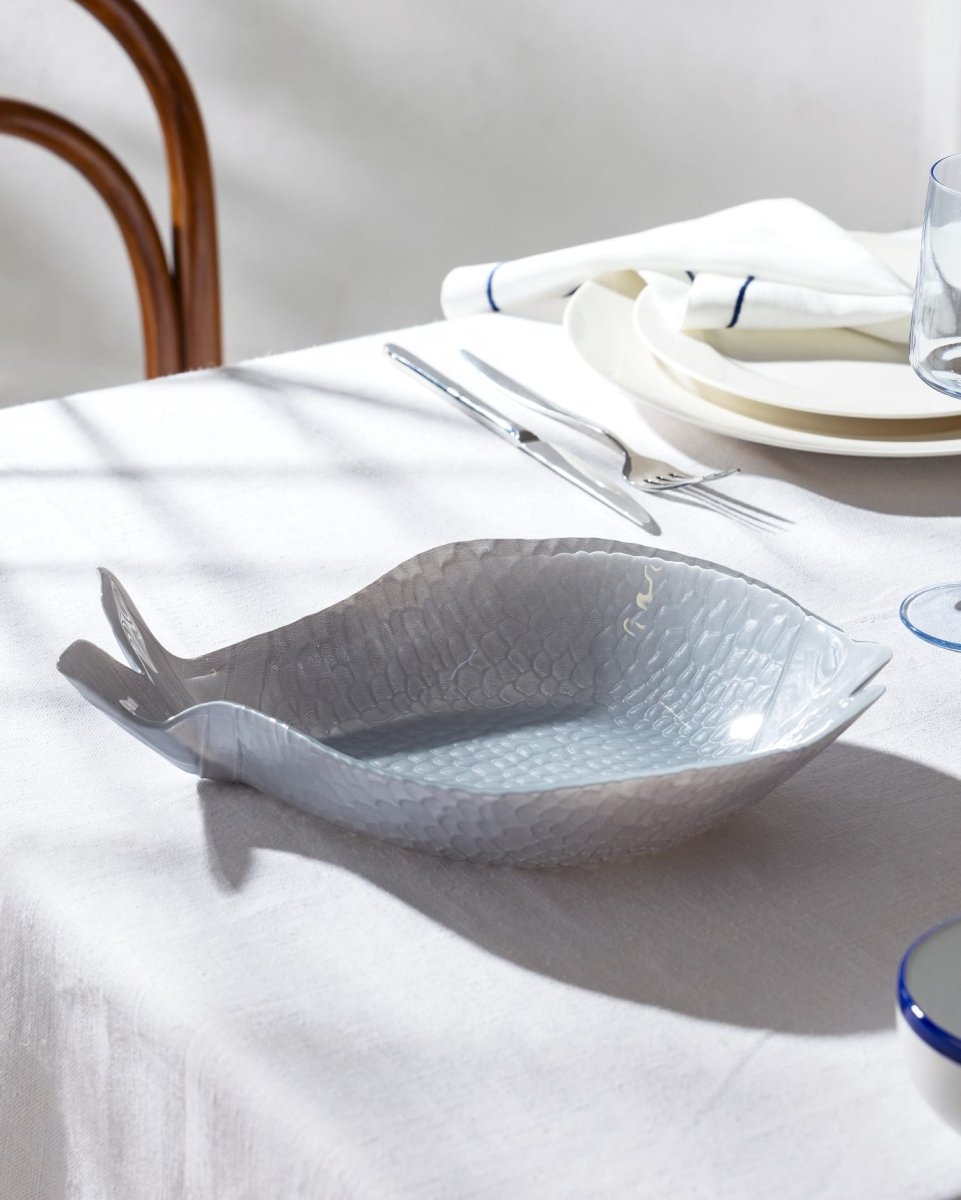 Grey Glass Serving Plate - Modern Elongated Design - TryAladdin