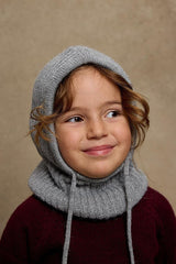 Grey Knitted Hood Balaclava - cozy Drawstring Design - TryAladdin