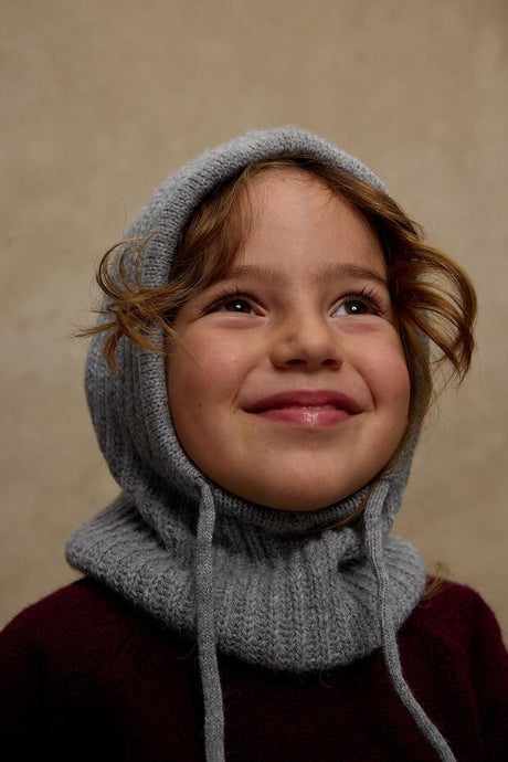 Grey Knitted Hood Balaclava - cozy Drawstring Design - TryAladdin