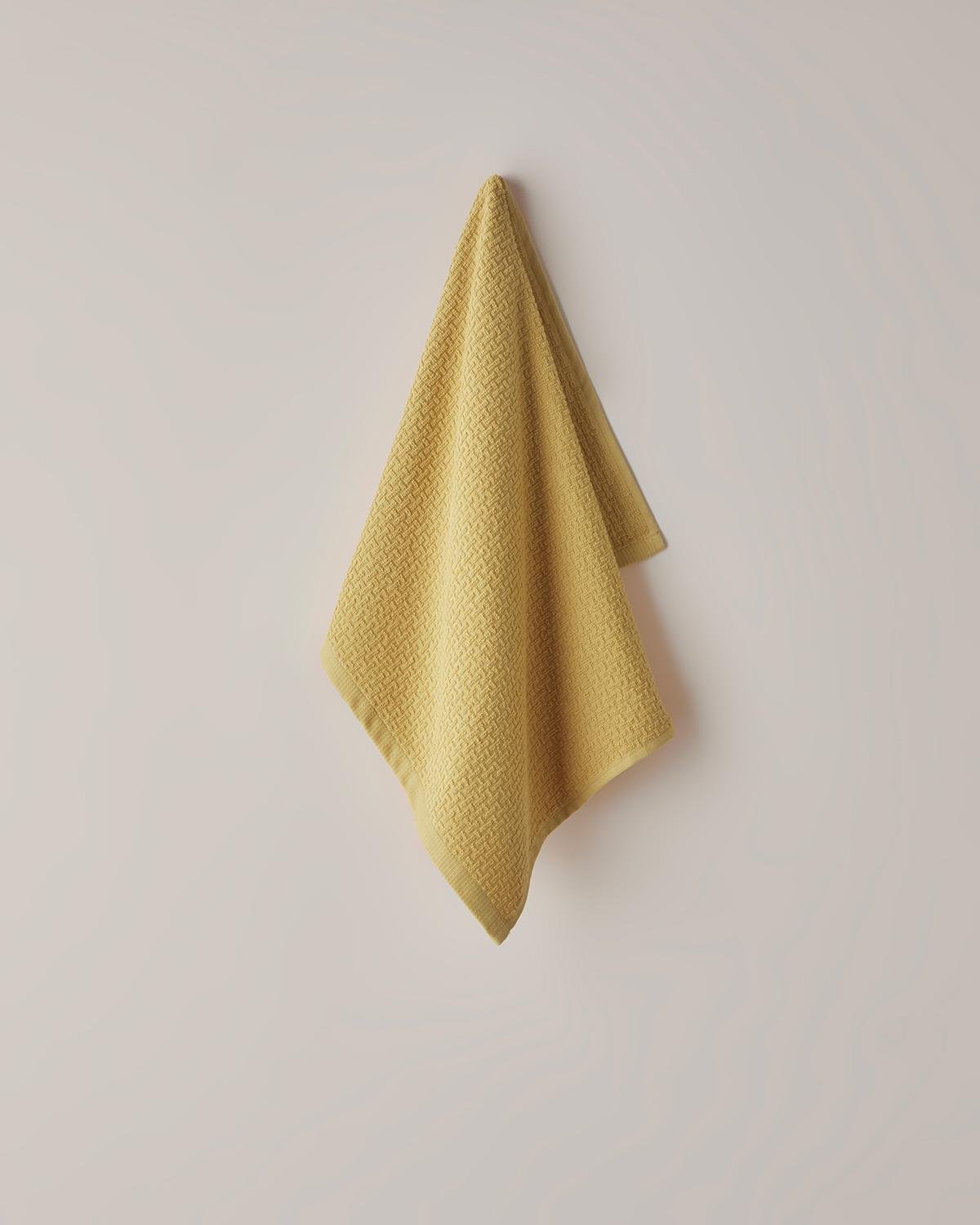 Premium Absorbent Cotton Grid Face Towel Mustard
