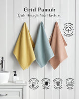 Premium Absorbent Cotton Grid Face Towel Mustard