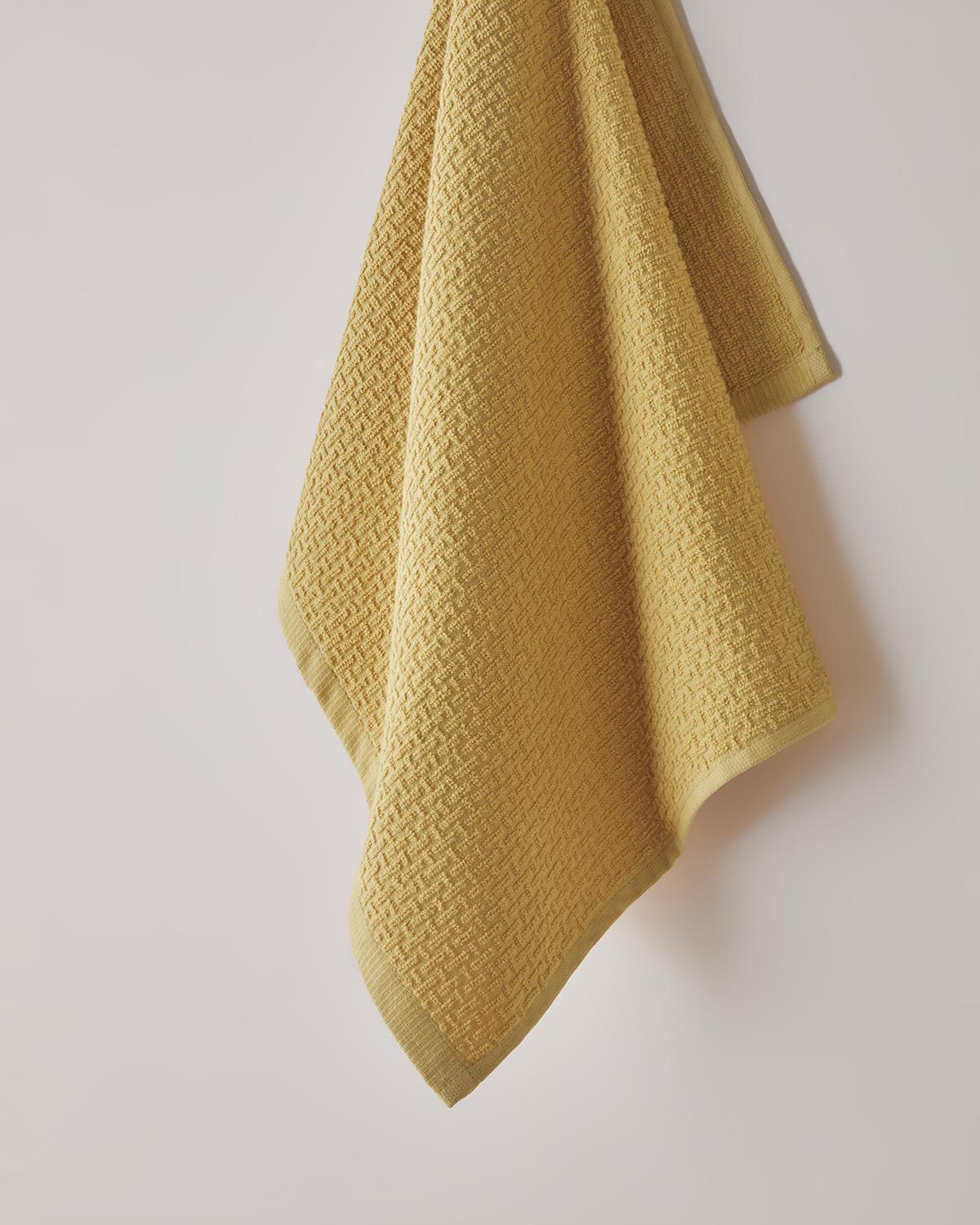 Premium Absorbent Cotton Grid Face Towel Mustard