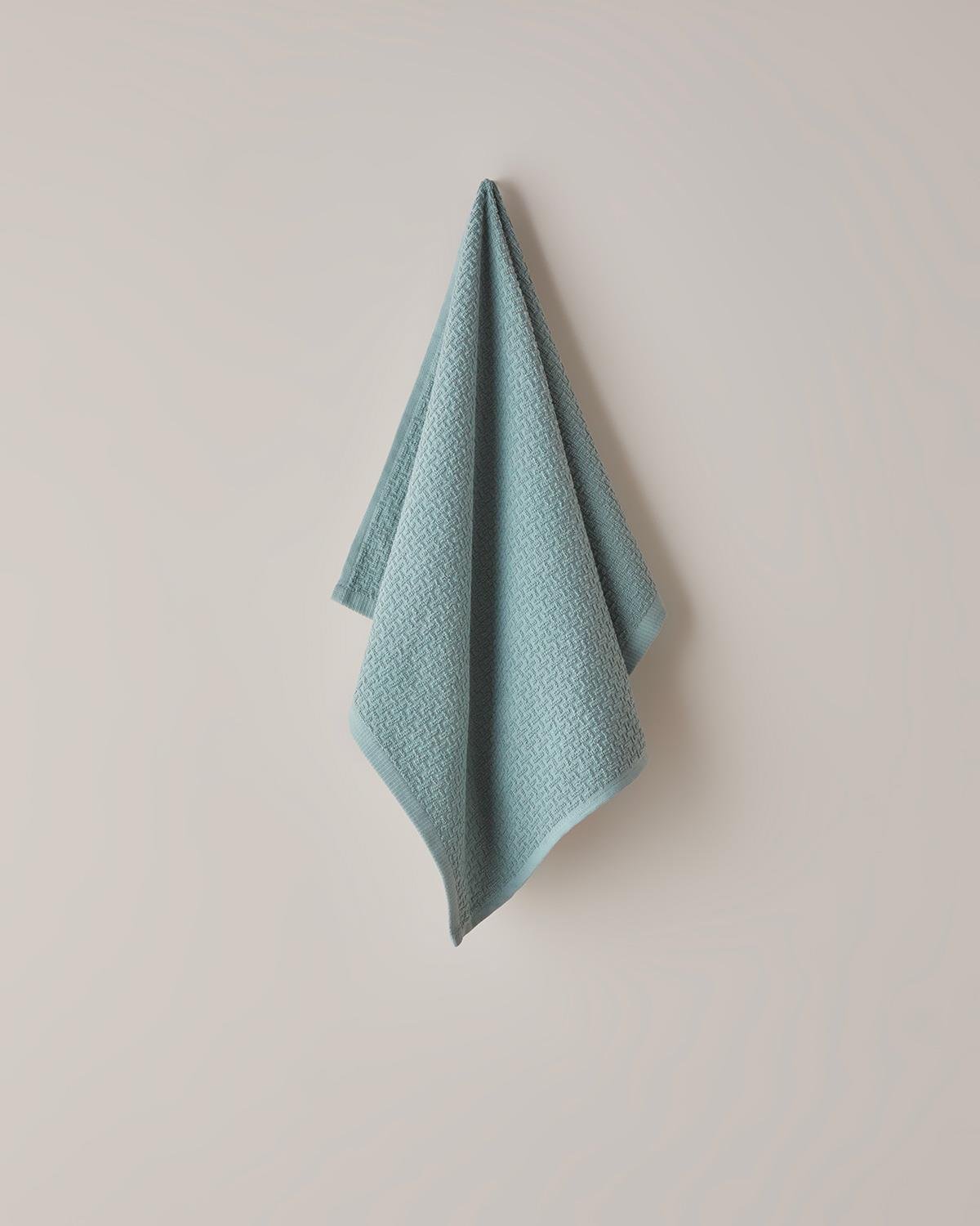Professional Grade Grid Cotton Face Towel   Dark Green