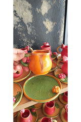 Gul Nakkas Premium Double Turkish Coffee Cup - Pumpkin Design - 1 Piece - TryAladdin