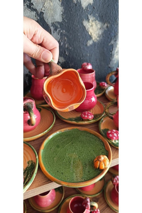 Gul Nakkas Premium Double Turkish Coffee Cup - Pumpkin Design - 1 Piece - TryAladdin