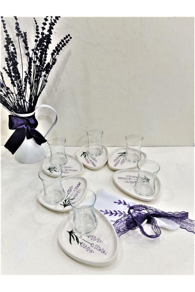 Gulhanile Premium Turkish Lavender Tea Set - 6 Person, 12 Piece Set - TryAladdin