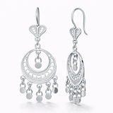 Sterling Silver Filigree Dangle Earrings - Crescent Moon Chandelier
