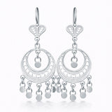 Sterling Silver Filigree Dangle Earrings - Crescent Moon Chandelier
