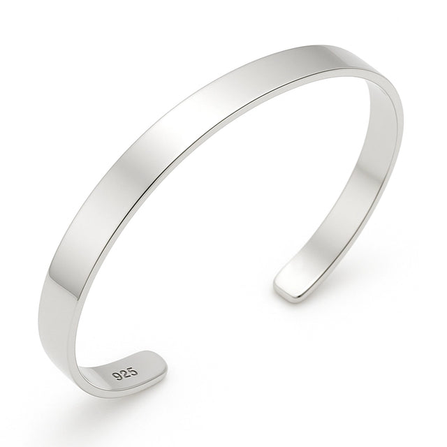 Men's Sterling Silver Minimalist Cuff Bracelet - Polished