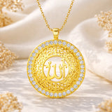 Necklace - Gold-Plated Allah Calligraphy Pendant with Sparkling Stones
