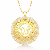 Necklace - Gold-Plated Allah Calligraphy Pendant with Sparkling Stones
