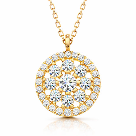 Necklace - Gold-Tone Simulated Diamond Floral Cluster Pendant