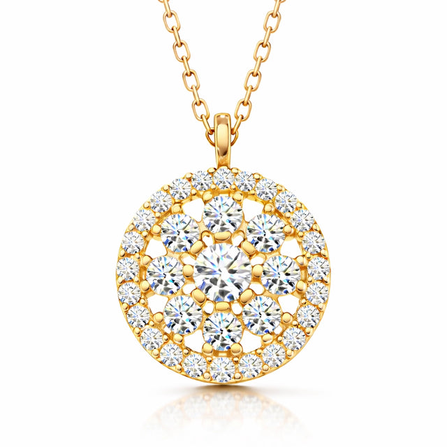 Necklace - Gold-Tone Simulated Diamond Floral Cluster Pendant