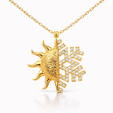 Necklace - Gold-Plated Sterling Silver Sun & Snowflake Duality