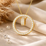Gold-Tone Pave Interlocking Circles Necklace - Dazzling Clear Stones