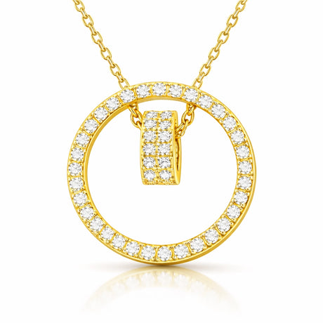 Gold-Tone Pave Interlocking Circles Necklace - Dazzling Clear Stones