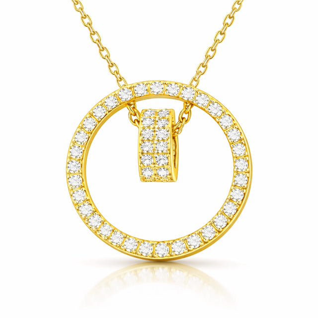 Gold-Tone Pave Interlocking Circles Necklace - Dazzling Clear Stones