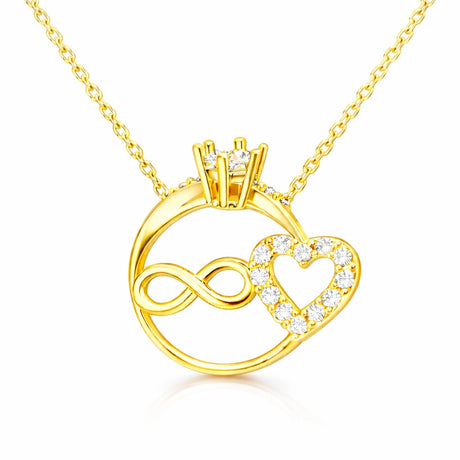 Necklace - Gold-Tone Infinity Heart Ring Pendant with Dazzling Stones