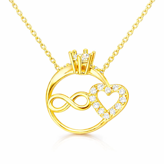 Necklace - Gold-Tone Infinity Heart Ring Pendant with Dazzling Stones
