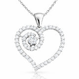 Necklace - Sterling Silver Sparkling Heart Spiral Pendant