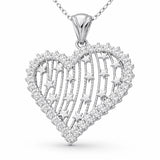 Sterling Silver Heart Necklace - Dazzling Star-Filled Pendant with Clear Stones