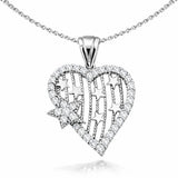 Sterling Silver Heart & Star Pendant Necklace - Dazzling CZ Design