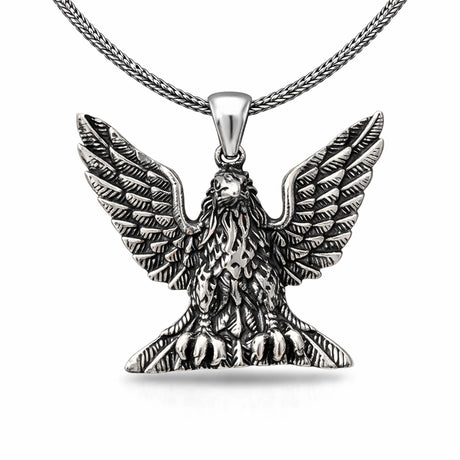Men's Sterling Silver Eagle Pendant Necklace - Bold Statement