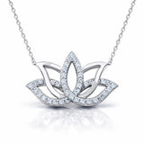 Necklace - Sterling Silver Sparkling Lotus Flower Pendant