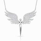 Sterling Silver Angel Wing Necklace - Sparkling Cubic Zirconia Pendant