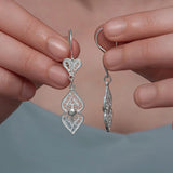 Sterling Silver Filigree Heart Drop Earrings