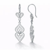 Sterling Silver Filigree Heart Drop Earrings