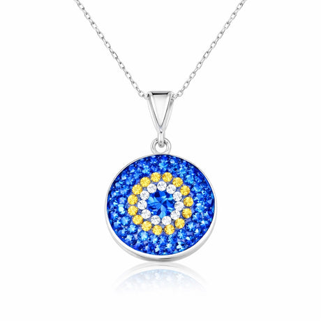 Sterling Silver Evil Eye Necklace - Sparkling Crystal Pendant