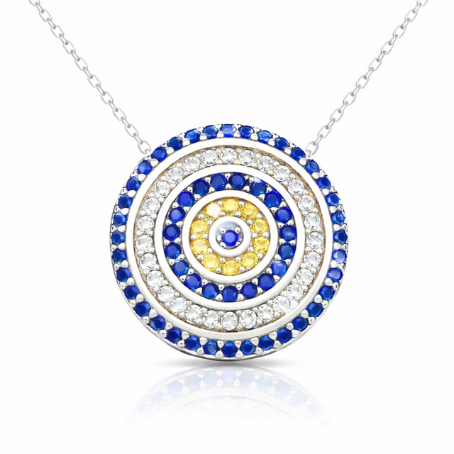 Necklace - Sterling Silver Evil Eye Gemstone Protection Pendant