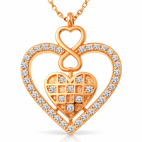Necklace - Rose Gold Plated Infinity Heart with Dazzling Cubic Zirconia