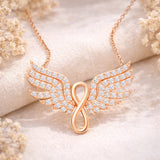 Necklace - Rose Gold Plated Angel Wing Infinity Dazzling Stones