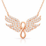 Necklace - Rose Gold Plated Angel Wing Infinity Dazzling Stones