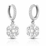 Dangle Earrings - Silver-Tone Cubic Zirconia Snowflake Charm